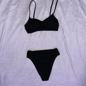 Striped black bikini